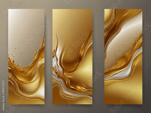 Set of Dynamic gold abstract shape modern fluid mobile for sale banners photo