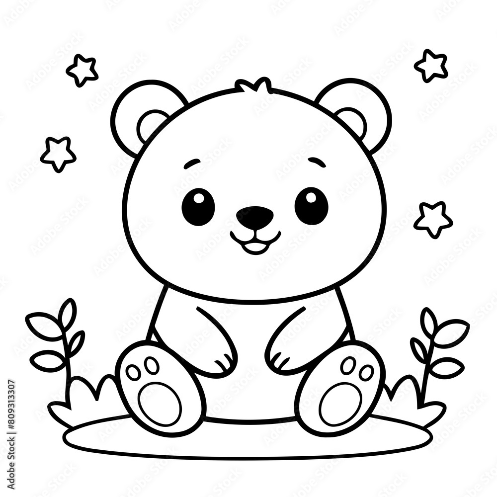 Cute vector illustration Bear for kids colouring worksheet Cute vector illustration Bear for kids colouring worksheet