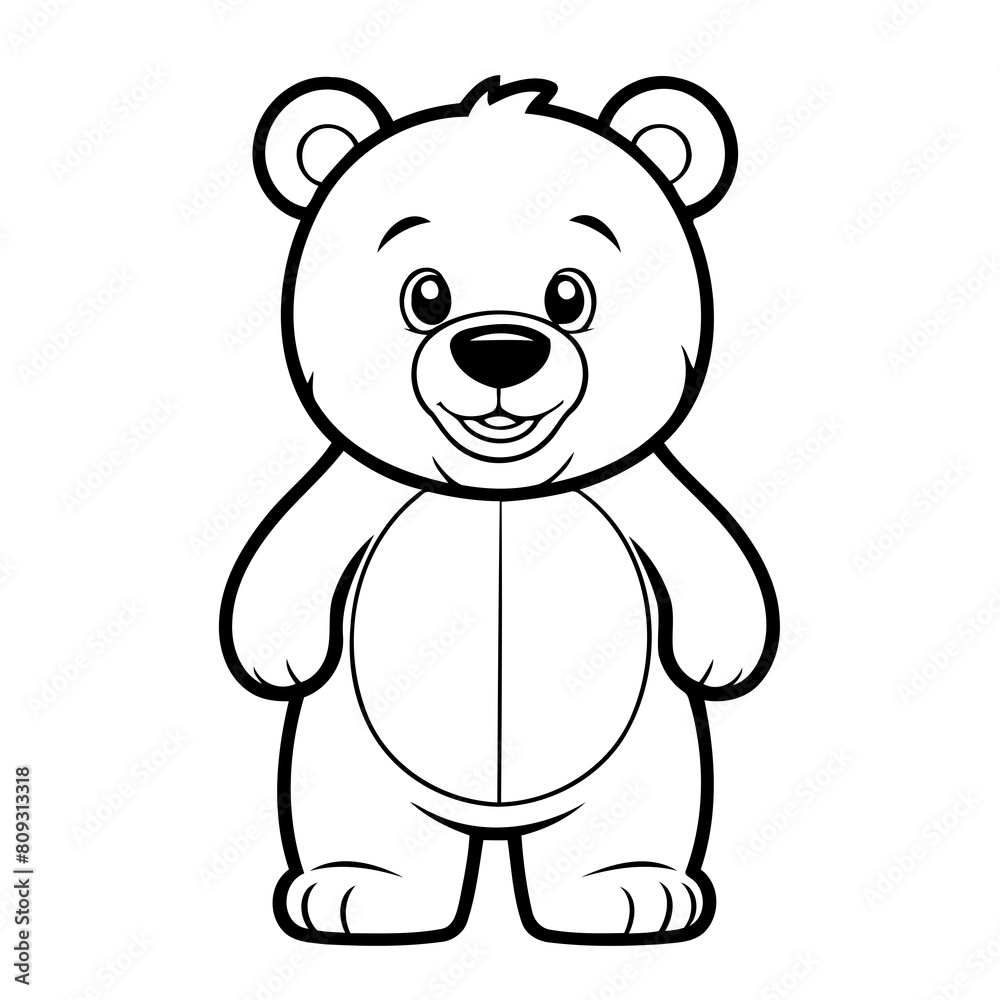Vector illustration of a cute Bear drawing for kids colouring activity Vector illustration of a cute Bear drawing for kids colouring activity