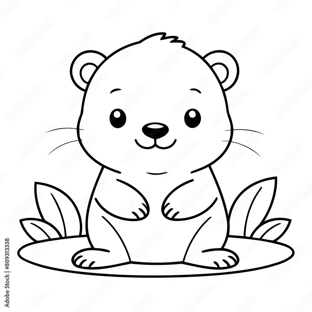 Vector illustration of a cute beaver drawing for toddlers book Vector illustration of a cute beaver drawing for toddlers book