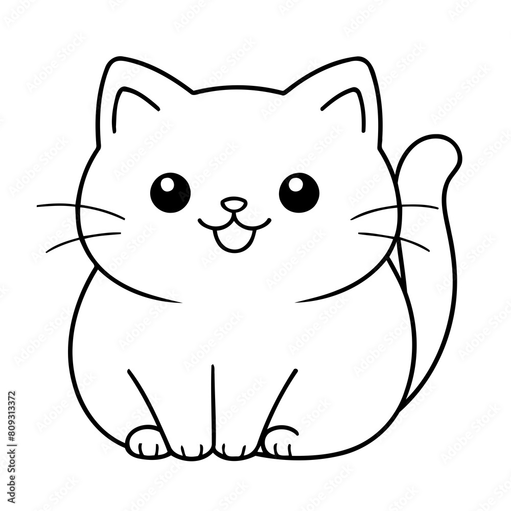 Simple vector illustration of Cat drawing for kids colouring page Simple vector illustration of Cat drawing for kids colouring page