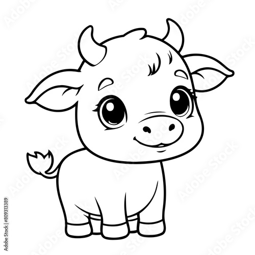 Cute vector illustration Cow doodle for kids colouring page