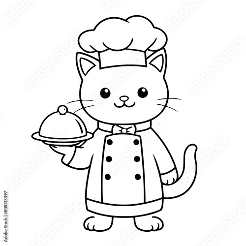 Vector illustration of a cute Cat doodle for toddlers worksheet