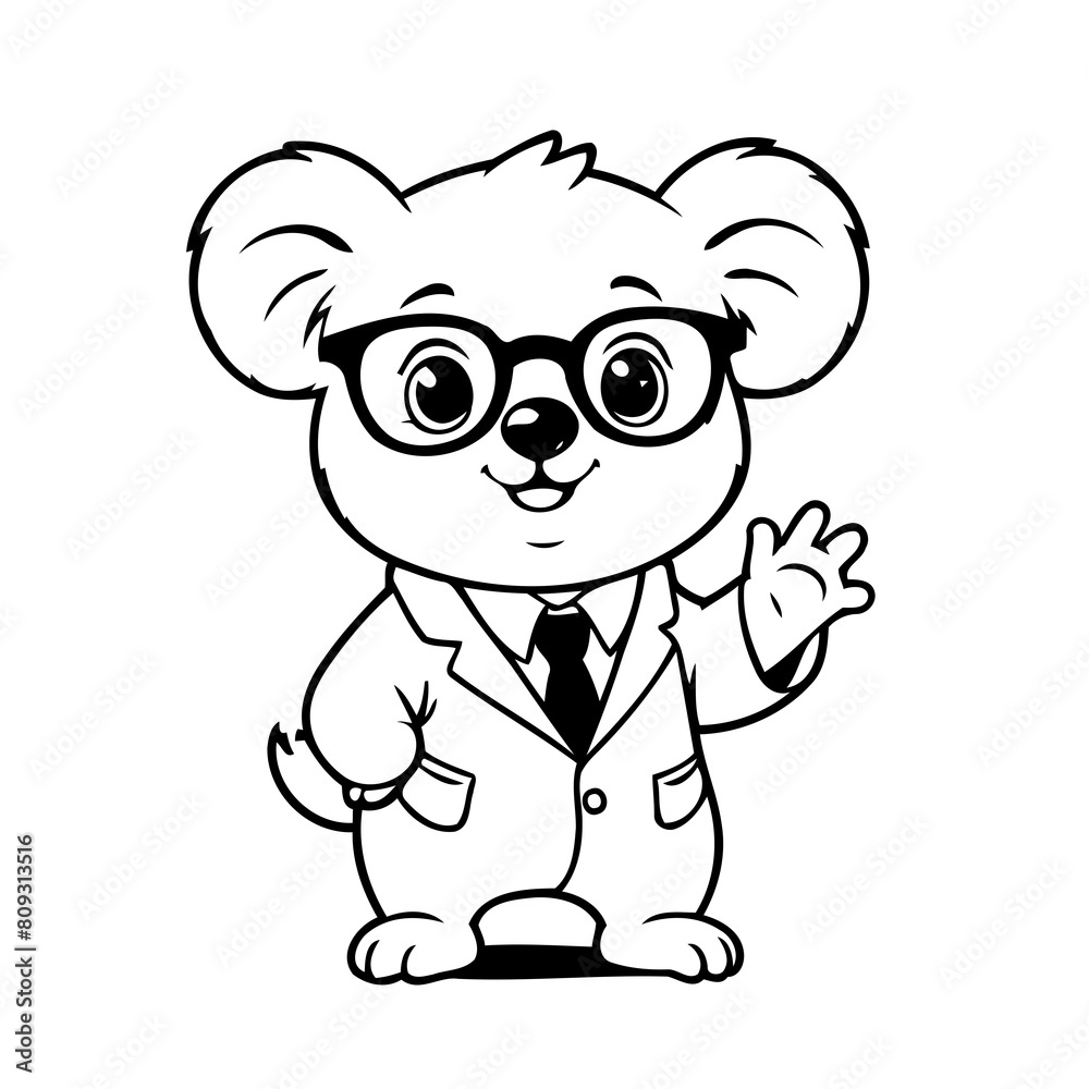 Naklejka premium Vector illustration of a cute Koala doodle for kids colouring page