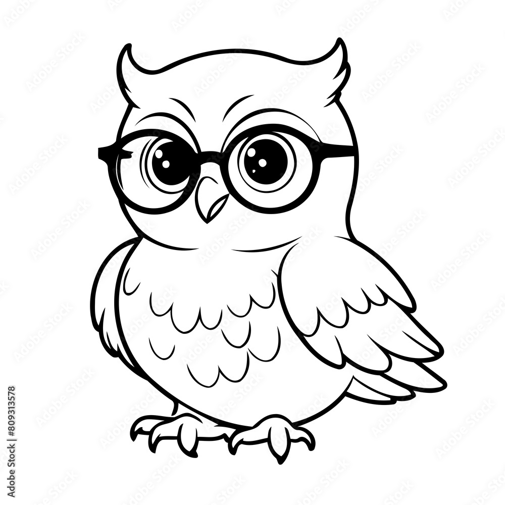 Vector illustration of a cute Owl drawing for kids page Vector illustration of a cute Owl drawing for kids page