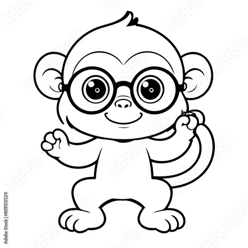 Cute vector illustration Monkey hand drawn for toddlers