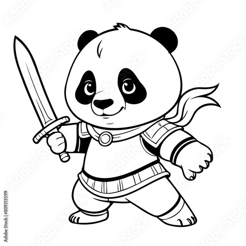 Simple vector illustration of Panda drawing for toddlers book