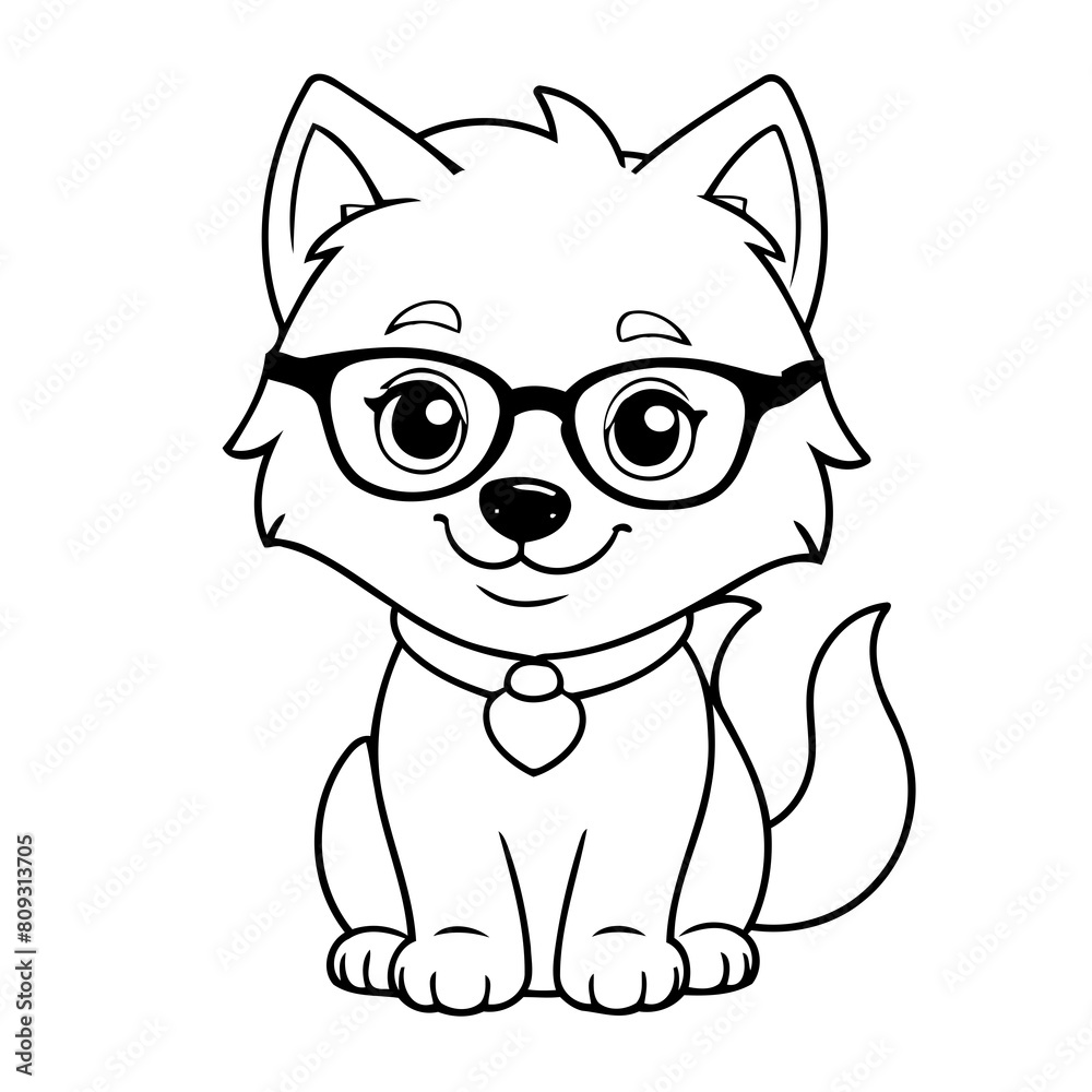 Vector illustration of a cute Wolf doodle for toddlers worksheet Vector illustration of a cute Wolf doodle for toddlers worksheet