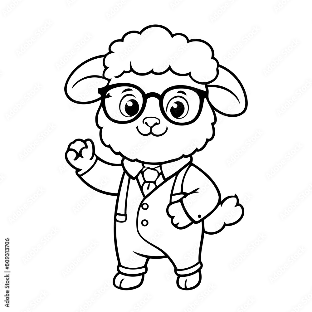 Simple vector illustration of Sheep drawing for toddlers colouring page Simple vector illustration of Sheep drawing for toddlers colouring page