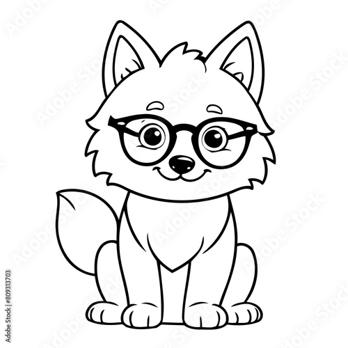Vector illustration of a cute Wolf drawing for toddlers coloring activity
