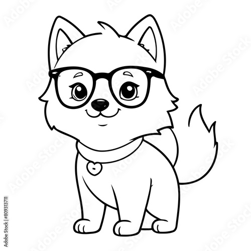 Simple vector illustration of Wolf drawing for toddlers coloring activity