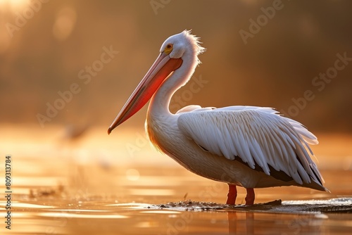 Great White Pelican Full body shot,Telephoto View, 