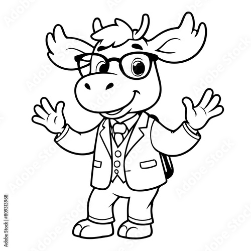 Cute vector illustration Moose drawing for kids page