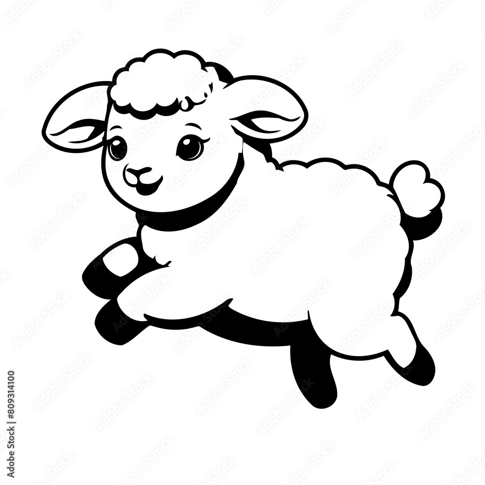 Obraz premium Vector illustration of a cute Sheep doodle drawing for kids page