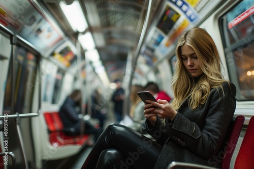 businesswoman in underground train looking © Jorge Ferreiro
