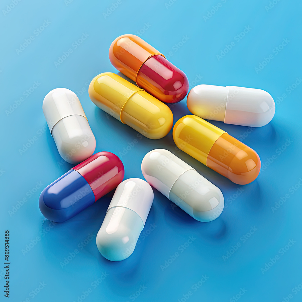 Capsules and tablets of different colors. Capsules and tablets of different colors.