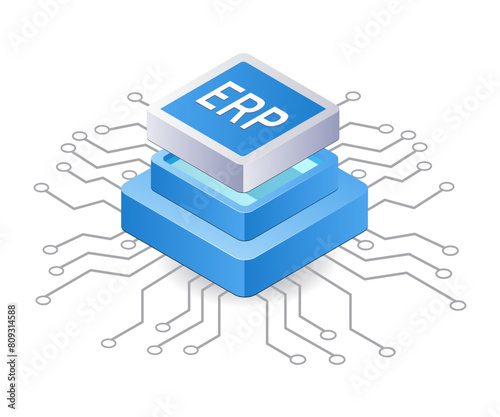 Network management ERP development business infographic 3d illustration flat isometric