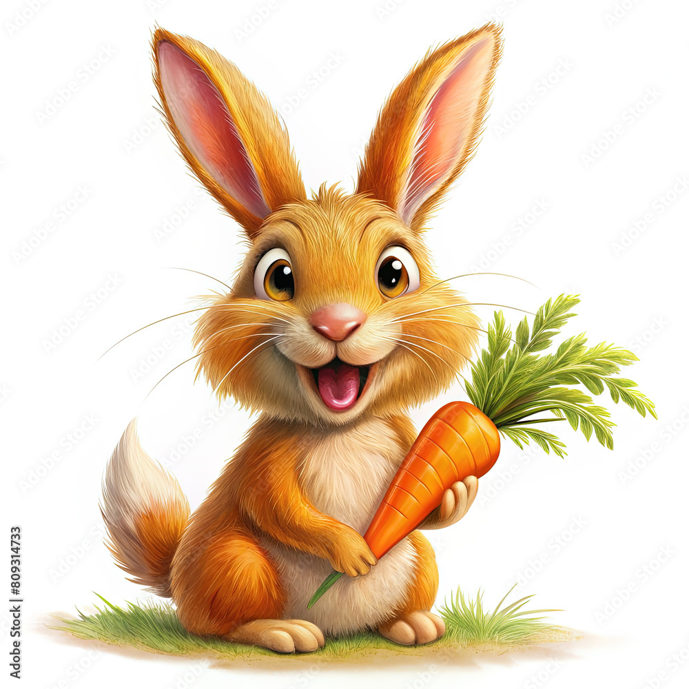 Orange hare with carrots. Orange hare with carrots.