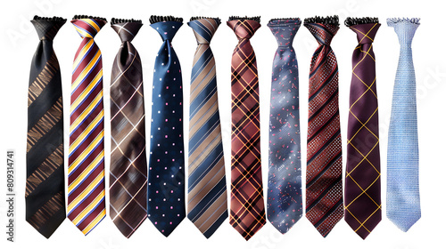 necktie set collection of different tie,isolated on white background