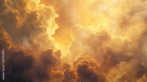 Ethereal Abstract Clouds Bathed in Golden Sunlight