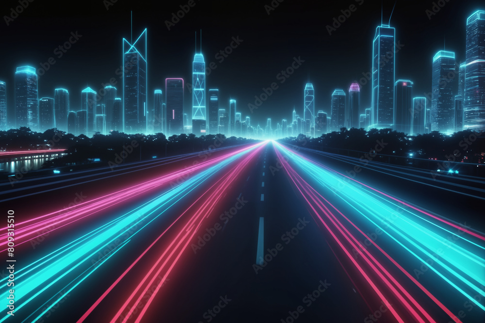 trails on the highway at night