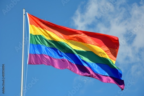 Rainbow Flag Flying High in the Sky photo
