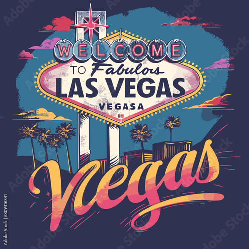 Welcome to Las Vegas typography for t-shirt and other uses, vector illustration photo