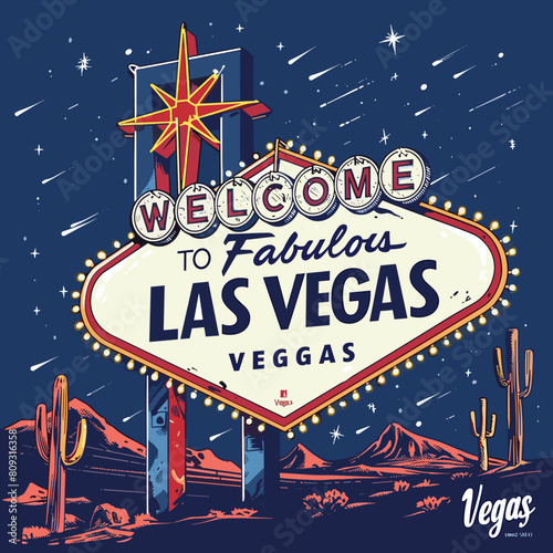 Welcome to Fabulous Las Vegas sign in retro style. Vector illustration