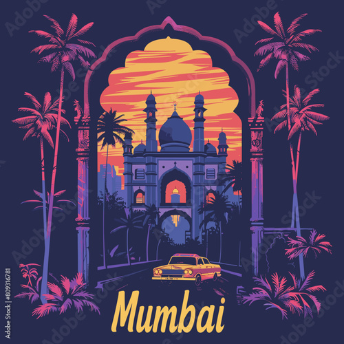 India, Mumbai, Goa. Landmarks of India. Vector illustration