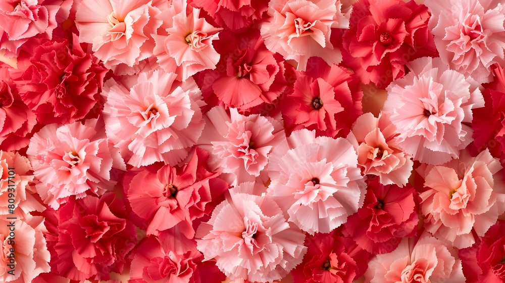 Floral pattern background of pink and red carnation