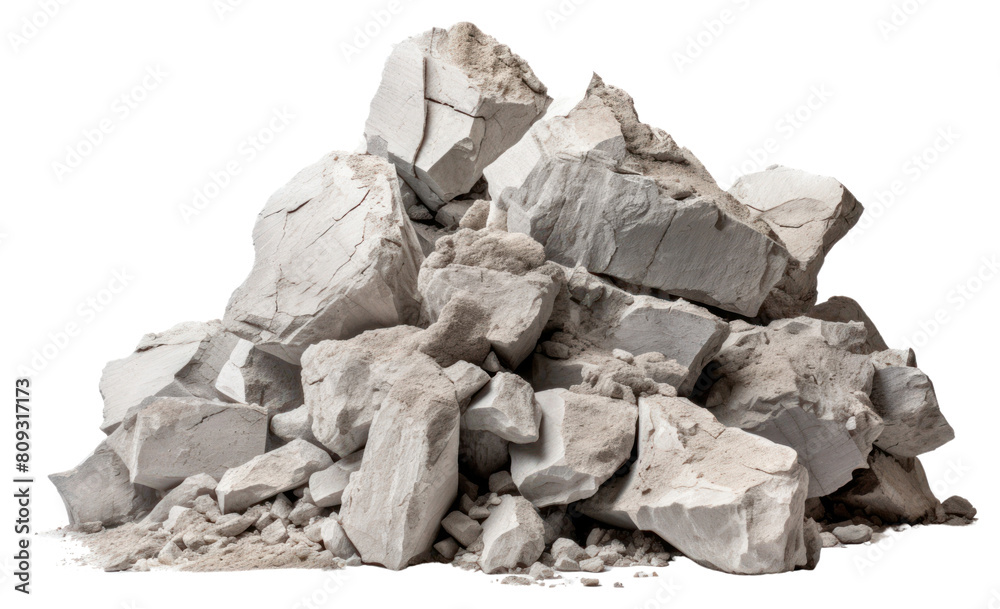 PNG  Pile of broken concrete mineral rubble rock.