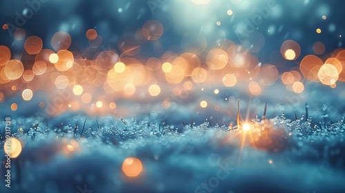 trendy winter light background with bokeh and copy space