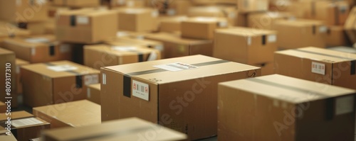 Warehouse full of cardboard boxes for delivery
