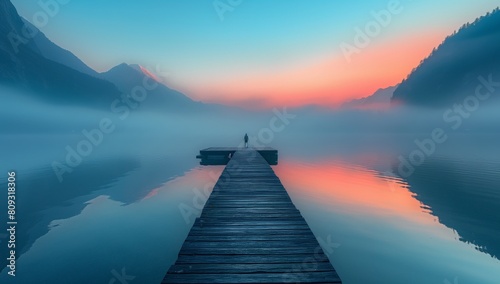 long wooden dock juts into ...
