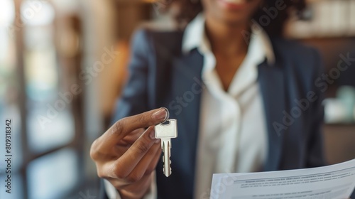 Woman realtor offering the ...