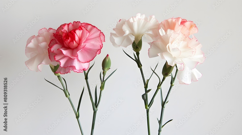 Carnations.on white background