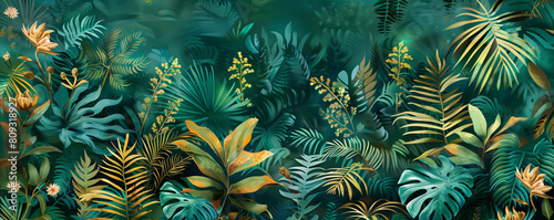 Lush Tropical Botanicals: A Vibrant Jungle Tapestry photo