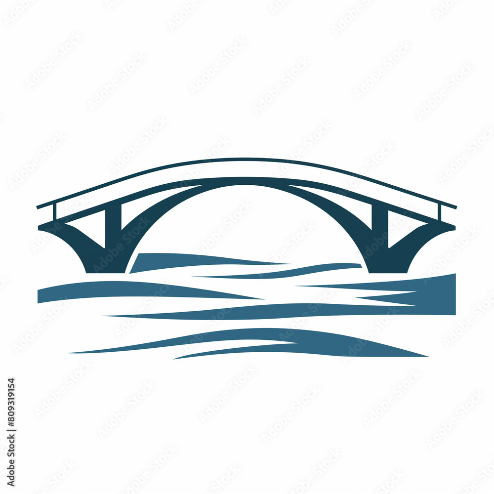 River Bridge Logo: Minimalist Design Connecting Landscapes with Grace and Simplicity