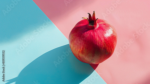 Pomegranate on a bright background, minimal summer food concept