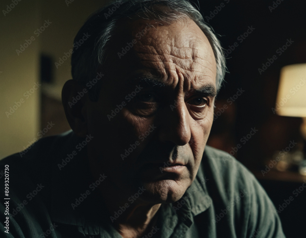 portrait of a sad thoughtful old man