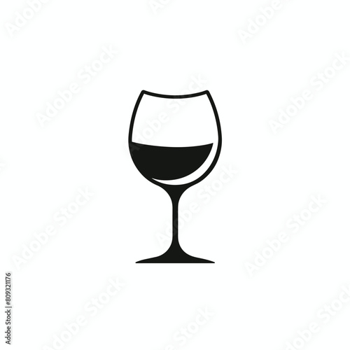 Minimalist illustration of a half-filled wine glass.