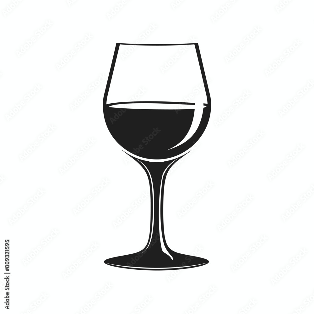 Minimalist illustration of a wine glass with dark liquid.