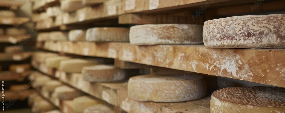 Aging of the many ripened cheese from cow milk. Aging of the many ripened cheese from cow milk.