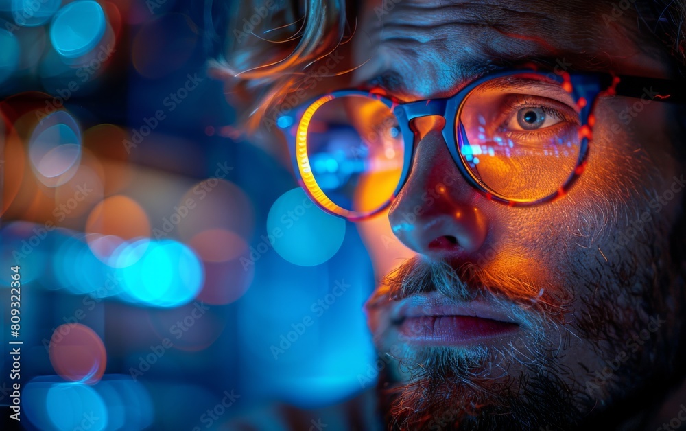 A man wearing glasses is looking directly at the camera in a headshot portrait A man wearing glasses is looking directly at the camera in a headshot portrait