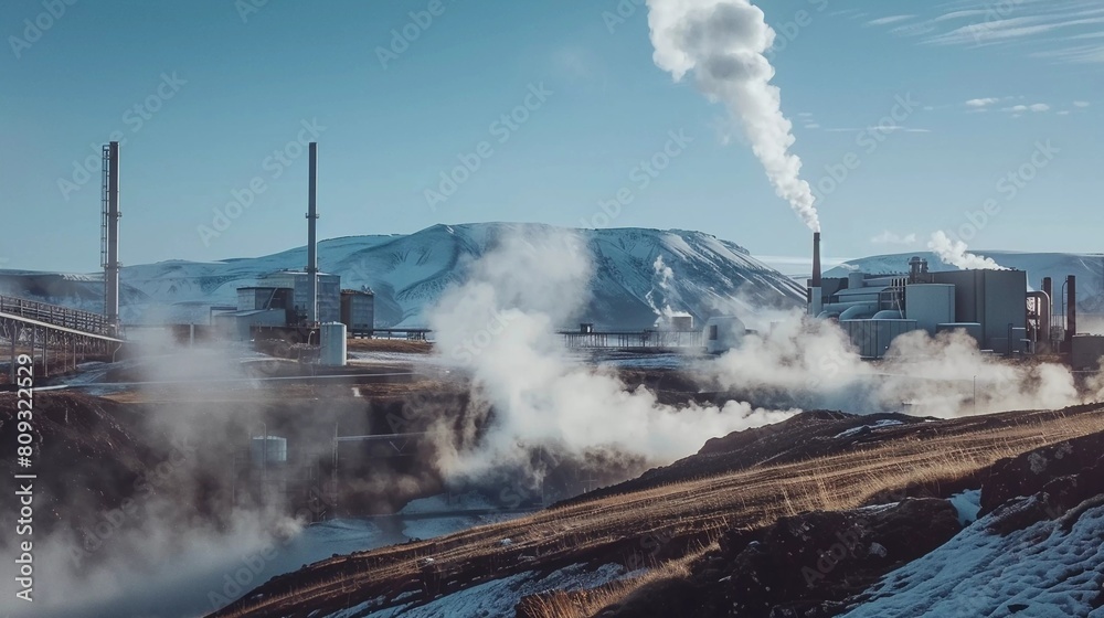 Harnessing the Earth's Core: A Geothermal Power Plant Utilizes Steam for Clean Energy Production Harnessing the Earth's Core: A Geothermal Power Plant Utilizes Steam for Clean Energy Production
