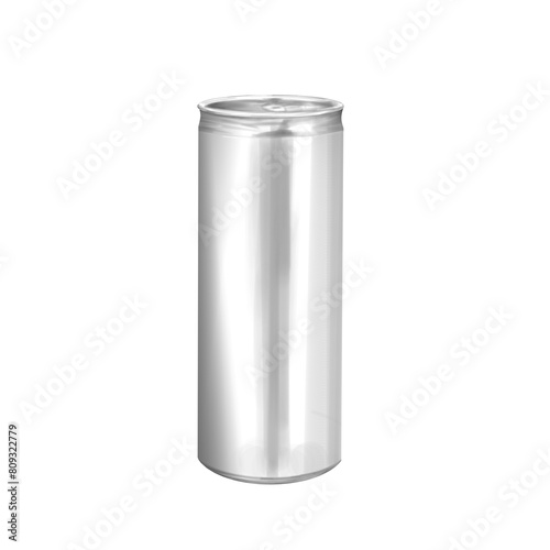 illustration of a thin silver soda can, front view
