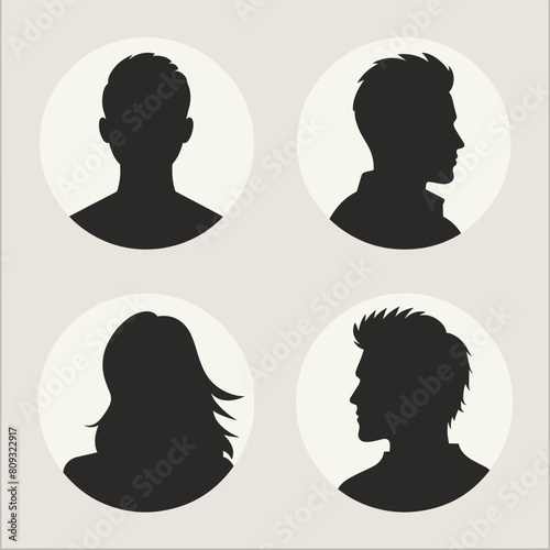 Silhouettes of four individuals in profile and frontal views.