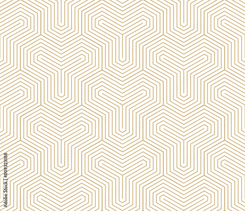 Modern golden vector geometric seamless pattern with thin lines, hexagons, quirky stripes. Gold and white abstract background. Simple trendy minimalist linear texture. Luxury repeated minimal design Modern golden vector geometric seamless pattern with thin lines, hexagons, quirky stripes. Gold and white abstract background. Simple trendy minimalist linear texture. Luxury repeated minimal design