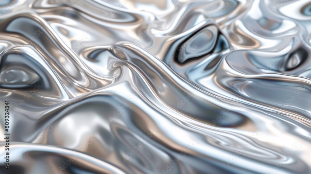 A close up of a shiny metallic surface with some wavy lines, AI