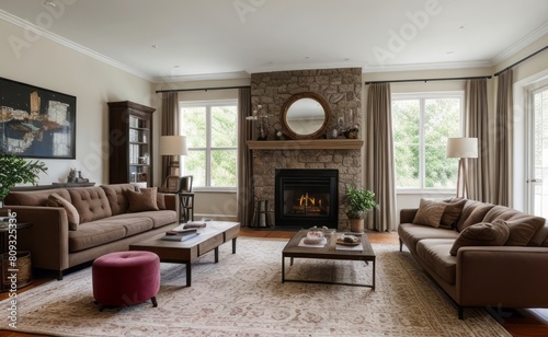 Tranquil Living Room with Plush Velvet Sofa © Rezhwan